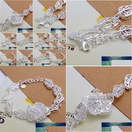 Charm Bracelets Valentine Gift High Quality Fashion 925 Sterling Sier Bracelet For Women Flower Cute Chain Jewellery F Dhgarden Dhb0G