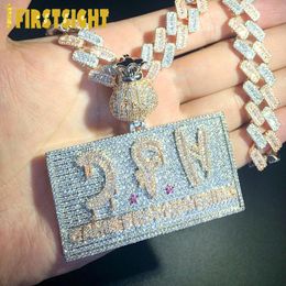 Necklaces New Iced Out Bling CZ Letters CFN Pendant Necklace Two Tone Colour Zircon Come From Nothing Charm Men's Women Hip Hop Jewellery