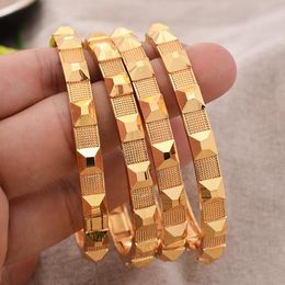 Bangle 4Pcs Ethiopian Gold Color Personality Square Bangles For Men Women Dubai Bride Wedding Bracelet African Arab Jewelry Middle East