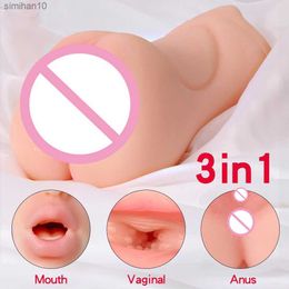 Masturbators Men Masturbator3 In 1 Vaginas for Men Silicone Masturbators Blowjob Sexitoys Adults Realistic Artificial Rubber Pussy Sexy Toys L230518