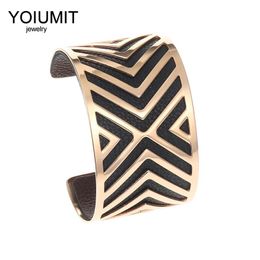 Bangles Cremo Cuff Bangles Leather Belt Stainless Steel Rose Gold Bracelets Jewellery Yoiumit Interchangeable Leather Bangles For Women