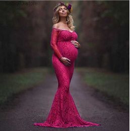 Maternity Dresses Off-the-shoulder maternity dress suitable for taking pictures long skirts pregnant women Christmas dresses photogra T230523