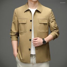 Men's Jackets Spring Men's Long-Sleeve Coat Thin Business Casual Windbreaker Overcoat Male Youth Lapel Jacket 2 Color Size L-4XL D33603