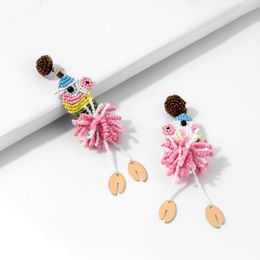 Dangle Earrings Fashion Jewellery Handmade Rice Beads Wound Cute Girl Cartoon Animal Piggy Women Fine Tassel Student Sisters Accessories