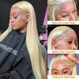 Straight 613 Honey Blonde Lace Front Wig Human Hair For Women 180 Density Brazilian Coloured 13x6 hd Lace Frontal Wigs
