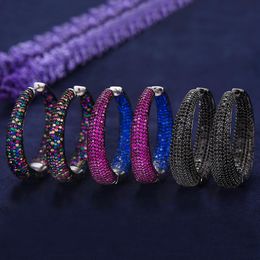 Huggie KellyBola Trendy Circle Shape Cubic Zirconia Big Hoop Earrings For Women Charms Statement Earrings Engagement African Jewelry