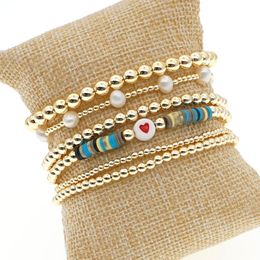 Bracelets Go2Boho Boho Jewelry Gold Color Beads Bracelets Femme Polymer Clay Freshwater Pearl Beaded Women Bracelet Jewellery Wholesale