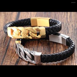 Link Bracelets 47G High Quality Silver Color/Gold Cuban Curb Chain Stainless Steel Men's Jewellery Genuine Braided Wristband Bracelet