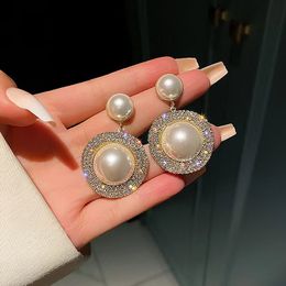 Fashion Geometric Metal Pearl Pendant Drop Earrings For Woman 2023 Gothic Girl's Elegant Jewellery Wedding Set Accessories