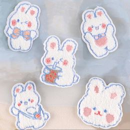 Chenille Bunny Embroidery Cartoon Cute Rabbit Patch Badge Clothing Accessories Hat Decoration DIY Embroidery Stickers Patches