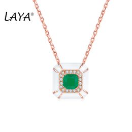 Necklaces LAYA 925 Sterling Silver Fashion Created Crystal Glass Shining Zircon Handmade Enamel Necklace Set For Women Wedding Jewelry