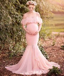 Maternity Dresses Mermaid Maternity Dresses For Photo Shoot Pregnant Women Pregnancy Dress Photography Props Sexy Off Shoulder Maxi Maternity Gown T230524