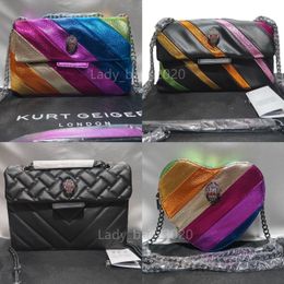 Kurt Geiger Mini Kensington Love Heart Shoulder Bags Black Lager Chain Handbag Women Rainbow Cow Leather Eagle Cross Body Bag Crossbody Purse Messenger Handbags