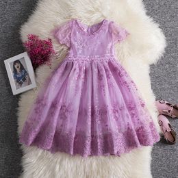 Girl Dresses Girl's Baby Dress Summer Short-sleeved Girls Lace Embroidered Princess Net Yarn Sweet Birthday Party