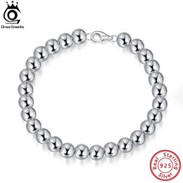 Bangle ORSA JEWELS 4mm Bead Ball Strand Chain Bracelet 925 Sterling Silver Fashion Women Bracelet Jewellery Gifts 6.5/7/7.5/8 Inch SB103