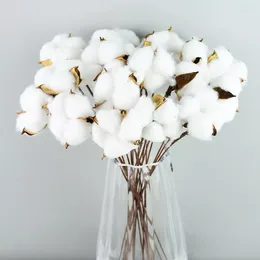 Decorative Flowers Pieces White Artificial Flower Faux Naturally Cotton Bouquet Decorations For Home Wedding Bridal Shower Birthday Decor