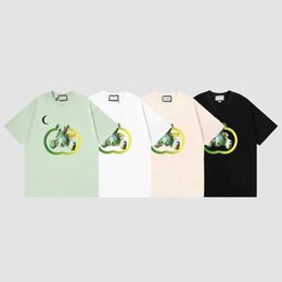 Mens Designer T-Shirts Gu T Shirts Bear Luxury Gilts Lettering Printed T-Shirt Bal Man Women's Shoulder Gold Button Round Neck Loose Sho 5526
