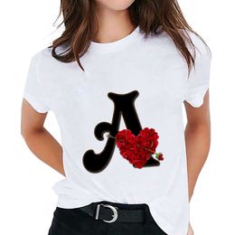 T-Shirt Customized Name Combination Printing Flower Letter A B C D E F G Short Sleeve Women's T-shirt P230523