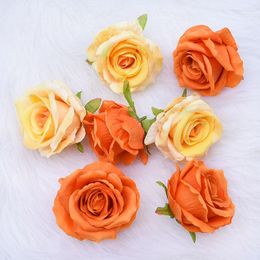 Decorative Flowers 5/10pcs 7cm Artificial Head Silk Rose Flower For Wedding Home Decoration Fake DIY Wreath Scrapbook Supplies