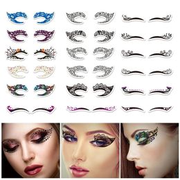 Temporary Tattoos 20 Pairs Eye Tattoo Stickers Waterproof Disposable Eyeshadow Eyeliner Eyes Make Up Sticker For Halloween Party Cosplay 230522