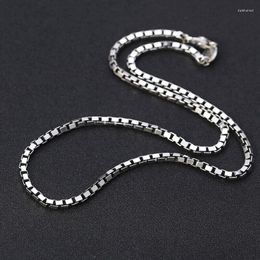 Chains Real 925 Sterling Silver 4mm Box Link Chain Vajra Clasp Necklace 17.7" - 27.5"