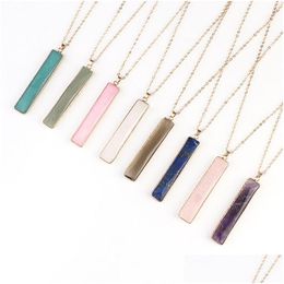 Pendant Necklaces 10 Colours Natural Crystal Stone Necklace Fashion Gemstone Jewellery Party Gift With Chain Drop Delivery Pendants Dhhiy