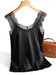 Women's Tanks Sexy Silk Top Tank Women Slim Sleeveless Shirt Basic Camisole Halter Backless Lace Summer Tops For 2023