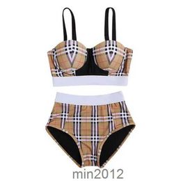 Kids Bathing Suits Summer Stripe Thread Head Check Pattern Girl Swimsuit Set Fashion Comfortable Clothes Bikinis