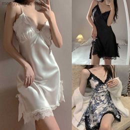 Women's Sleepwear Vintage Nightgowns Sexy Lace Silk Underwear Night Dress Women Sleepwear Lingerie Small Chest Suspenders Nightdress Dropshipping T230523