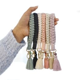 Bohemian Tassel Keychains Hand Woven Wrist Keychain Key Lanyards Bag Decorative Pendant