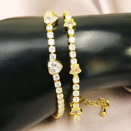 Bracelets 10 Pcs Crystal Style Bracelet Heart and star jewelry Bracelet Handmade Jewelry chain women Bracelet Jewelry GIft 9960