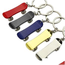 Keychains Lanyards Metal Skateboard Car Keychain Pendant Lage Decoration Key Chain Fashion Accessories Keyring Drop Delivery Dhrwv