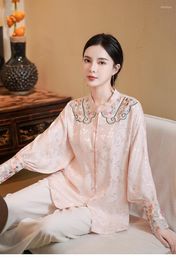 Ethnic Clothing Chinese Cheongsam Modern Long Sleeve Women Loose Rayon Blouse