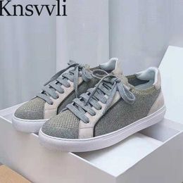 Casual Sneakers Women Knitting Breathable Outdoors Running Shoes Woman Round Toe Lace Up Summer Women's Sports Shoes X230523