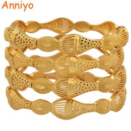 Bangle Anniyo 4 Pieces/Lot Gold Colour Bangle for Women Ethiopian Bracelets Middle East Dubai Wedding Jewellery African #086506