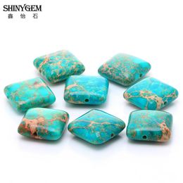 Beads ShinyGem 14*14mm Charm Square Shape Sea Sediment Jaspers Bead Natural Blue Texture Stone Loose Bead For DIY Jewellery Making 20pcs