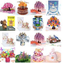 Greeting Cards Butterfly Birthday Cake 3D Pop Up Card For Adts Or Kids 5 X 7 Er Includes Envelope And Note Tag Drop Delivery Am6Lq