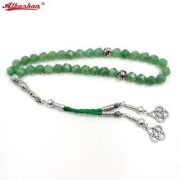 Clothing Tasbih Natural green jades stone Muslim Men Misbaha Rosary 33 45 66 99beads Arabic Fashion Rosary