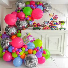 Other Event Party Supplies 119/132pcs Back to 80s 90s Theme Balloon Garland Arch Disco 4D Radio Balloons Retro Party Decorations Hip Hop Rock Po Props 230523