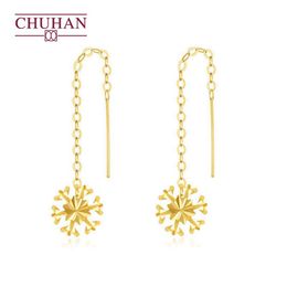 Knot CHUHAN Pure 18K Gold Snowflake Ear Line Temperament Woman Real AU750 Ear Jewellery Gifts for women Dating Party Fine Jewellery