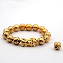 Bangle Gold Plated Sand Money Pattern Beads PIXIU Bracelet Men Women Charm Jewellery Accessories Vietnam Fashion FengShui Amulet Hand Row