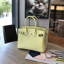 Tote Style Chicken Platinum Bag Yellow Leather Cow Leather Handbag Women's Lychee Pattern Fashionable One Shoulder Messenger