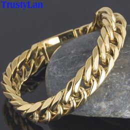 Chokers Luxury Gold Plated Chunky Link Chain Man Bracelet Miami Cuban Curb Chain Mens Bracelets For Men Indian Jewellery Gifts