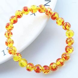 Strand Amber Crystal Bead Bracelet For Women 8mm Gemstone Jewellery