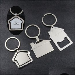 Keychains Lanyards Diy Blank House Real Estate Metal Keychain Pendant Fashion Accessories Keyring Drop Delivery Dhguc