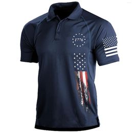 Men's Polos Summer Men's Polo Shirt Short Sleeve Tshirt Casual Daily Lapel Tops Tees American Vintage Fashion T Man July 4th Clothing