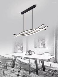 Chandeliers Dining Room Chandelier Modern Minimalist Nordic Light Luxury One Word Long Indoor Bar Kitchen Net Red Desk