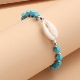 Strand Fashion Summer Geometry Acrylic Turquoise Rope Chain Bracelet For Women Adjustable Beach Sea Shell Bracelets Girls Charm Jewellery