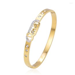 Bangle 2023 Design Stainless Steel Gold Silver Rose Color Love Letter Thick Bracelets For Women Men Fashion Party Jewelry Gift
