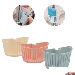 Kitchen Storage Organization Plastic Sink Drain Basket Debris Rack Sponge Racks Simple Solid Color Hanging Home Faucet Shelf Drop Dhga7